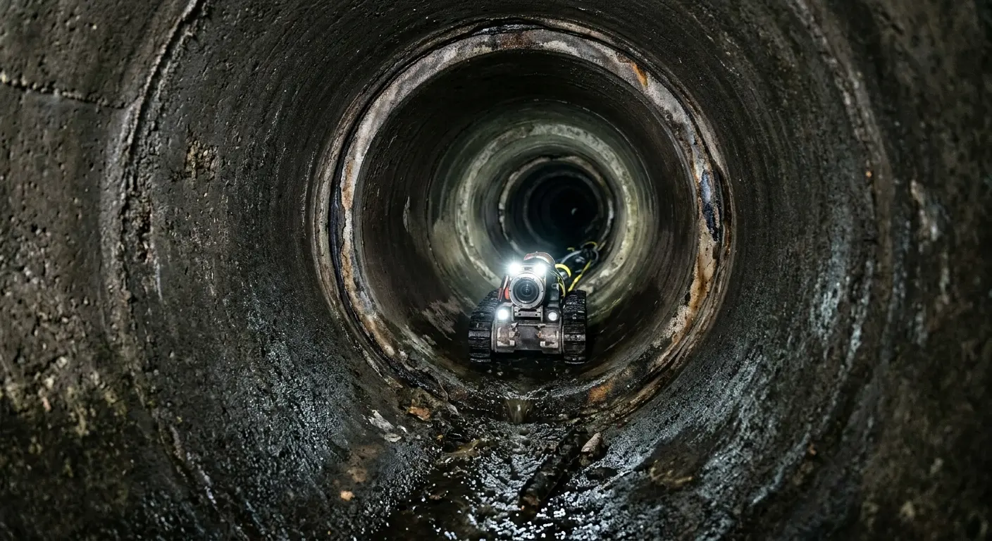 Robotic sewer camera inspecting pipe interior for Drain Snake Service in Hattiesburg